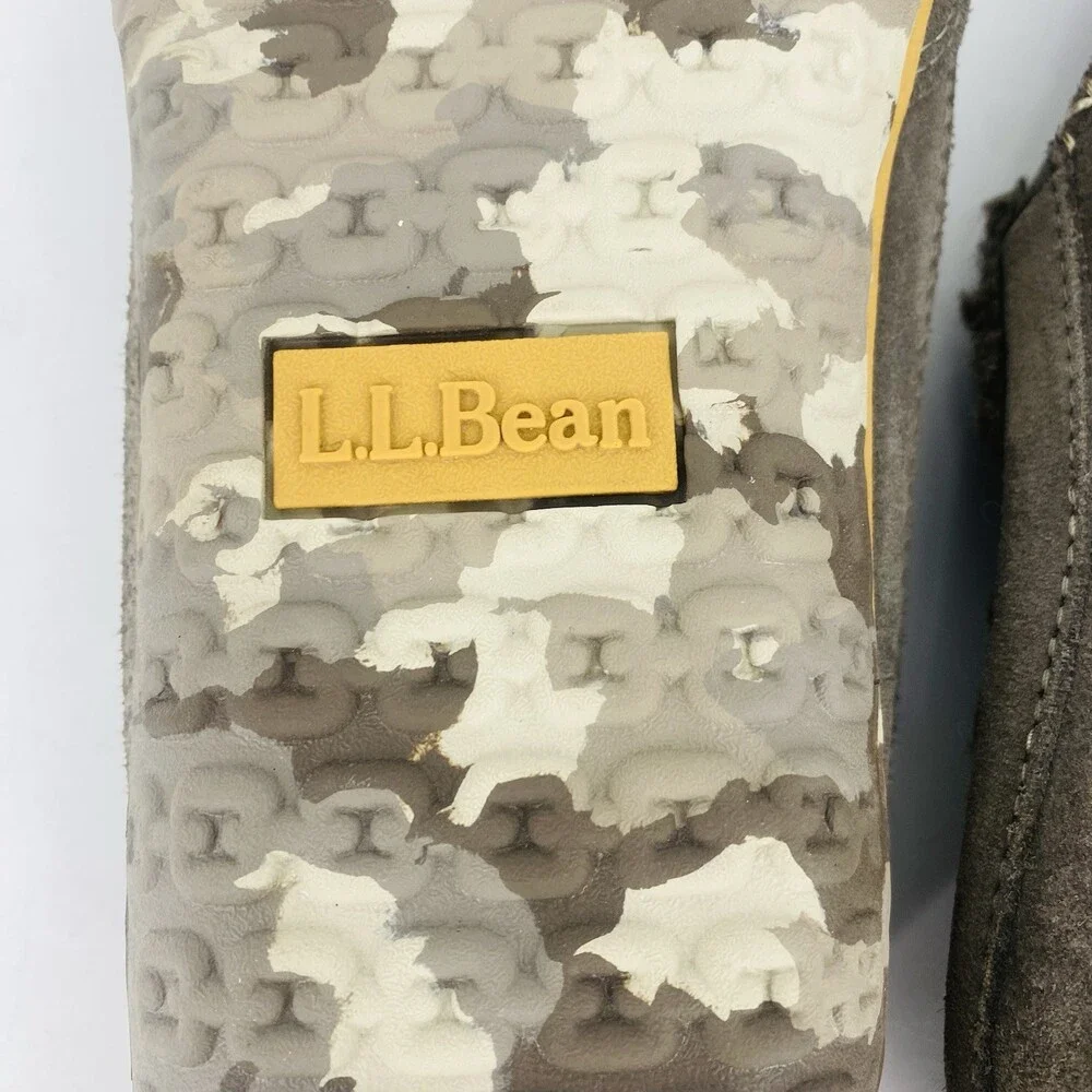 L.L.Bean Men's Mock Toe Slip On Scuffs Slippers Fleece Lined Gray Size 11